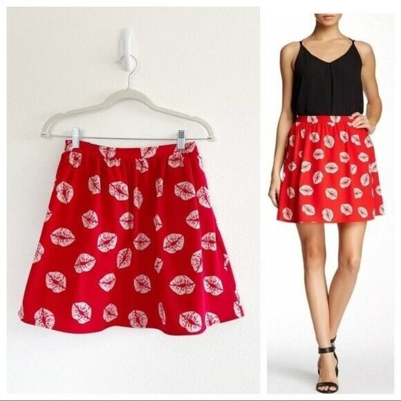 Sam Edelman X Revolve 90's Inspired Lips Novelty Print Full Mini Skirt Size 2 - Picture 2 of 14